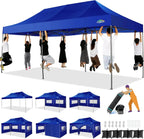 COBIZI 10x20 Heavy Duty Pop-Up Canopy Tent With 6 Sidewalls - Black