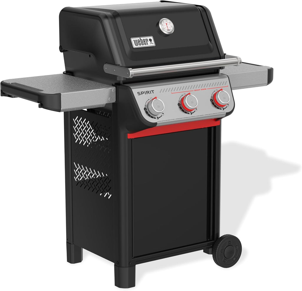 Weber Spirit E-325 Liquid Propane Gas Grill, 3 Burners, 2 Boost Burners, Black - Porcelain-Enameled Cast-Iron Grates