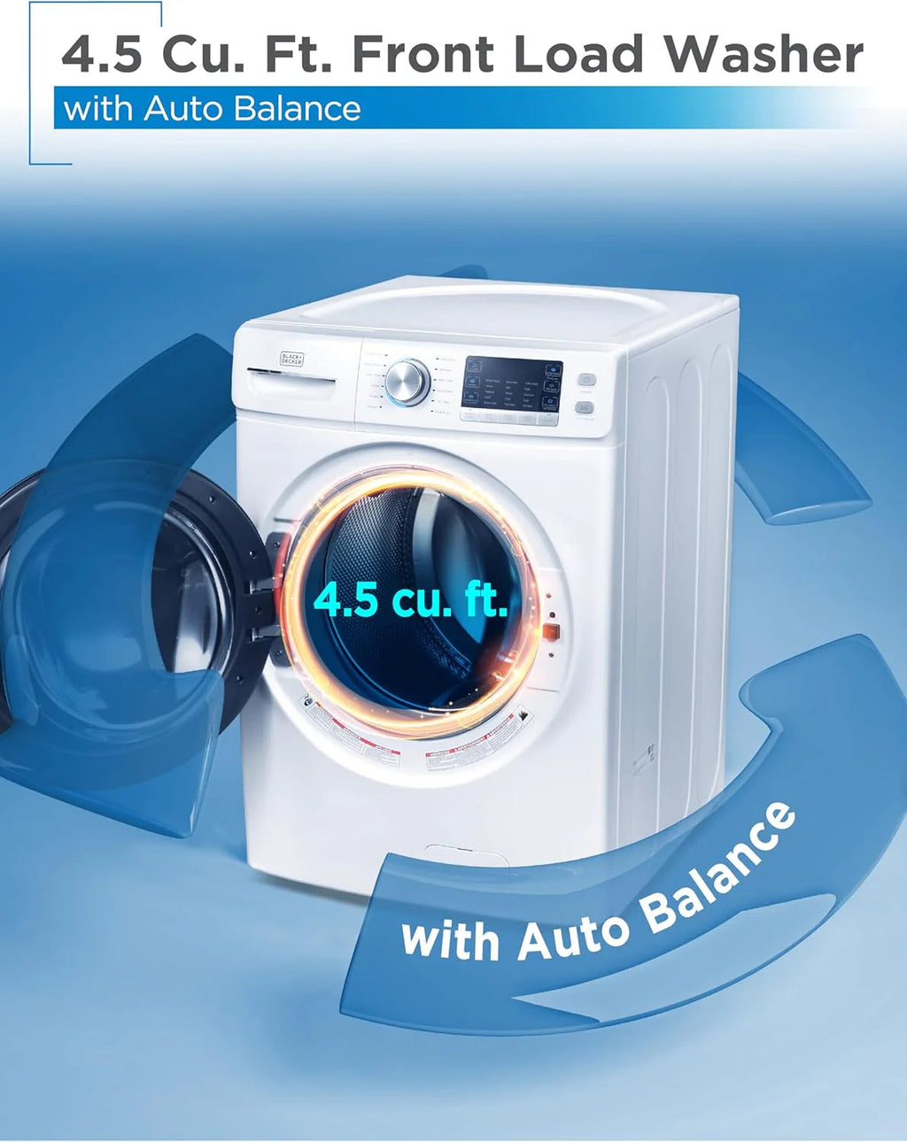 BLACK+DECKER Portable Washing Machine, 0.9 Cu. Ft., 5 Wash Cycles