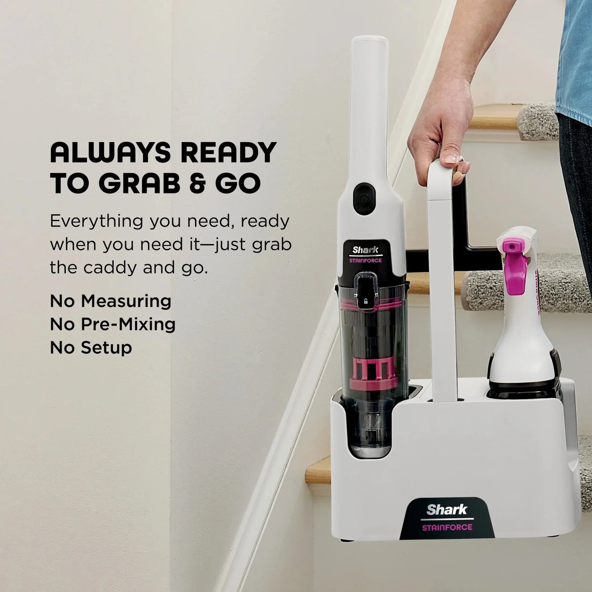 Shark Cordless Portable Spot, Stain, And Odor Remover System With Storage Caddy And Full-Size Cleaning Solution, White - HX100