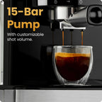 Chefman CraftBrew Espresso Machine With Steam Wand, Touch Controls, Stainless Steel - RJ54-SS-15-D