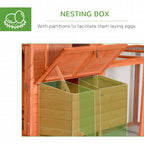 PawHut Wooden Chicken Coop With Run And Inner Hen House Space - 145 in
