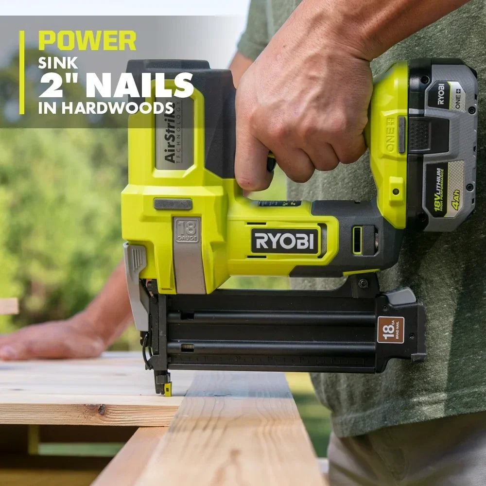 RYOBI 18V ONE+ AirStrike 18GA Brad Nailer Kit - P321 with 4.0 Ah Battery and Charger