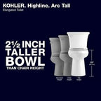 KOHLER Highline Arc Extra Tall 2-Piece Elongated Toilet, White, 1.28 GPF - 78305-0