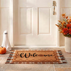 My Texas House Fall Taupe Plaid Indoor/Outdoor Layering Rug, 24" x 38"