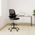 Ergonomic Drafting Chair With Adjustable Lumbar Support, Foot Ring And Flip-Up Armrests