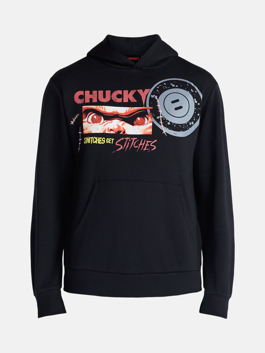 Chucky Men's and Big Men’s Snitches Get Stitches Graphic Hoodie Sweatshirt, Sizes XS-5XL