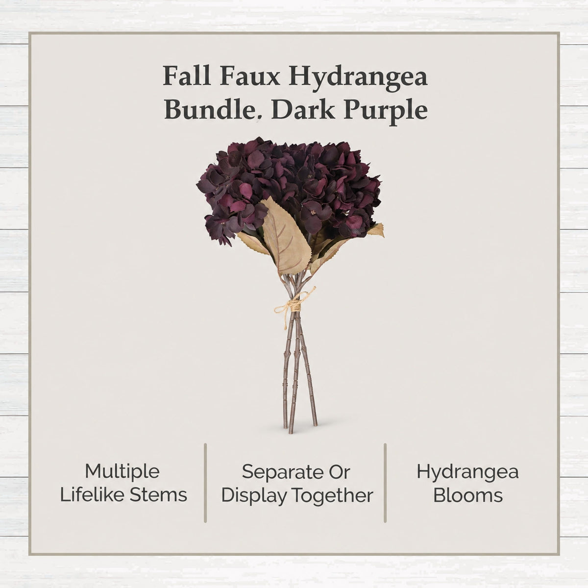 My Texas House Fall Faux Hydrangea Bundle, Dark Purple, 20"