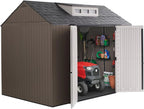 Rubbermaid Resin Outdoor Storage Shed With Floor, 7 x 7 Ft, Gray