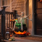 Way To Celebrate Animated Skeleton in Cauldron Halloween Outdoor Decor, 43 in