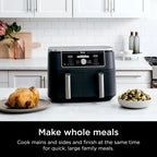 Ninja Foodi 10 QT 6-in-1 DualZone Smart XL Air Fryer, 2 Independent 5 QT Baskets, Grey - DZ550