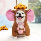 WILLED Halloween Big Ear Mouse Dog Hoodies, Cute Cheese Warm Pet Costume for Small Medium Dogs, French Bulldog, Chihuahua, S (Chest 53cm/ 20.8")