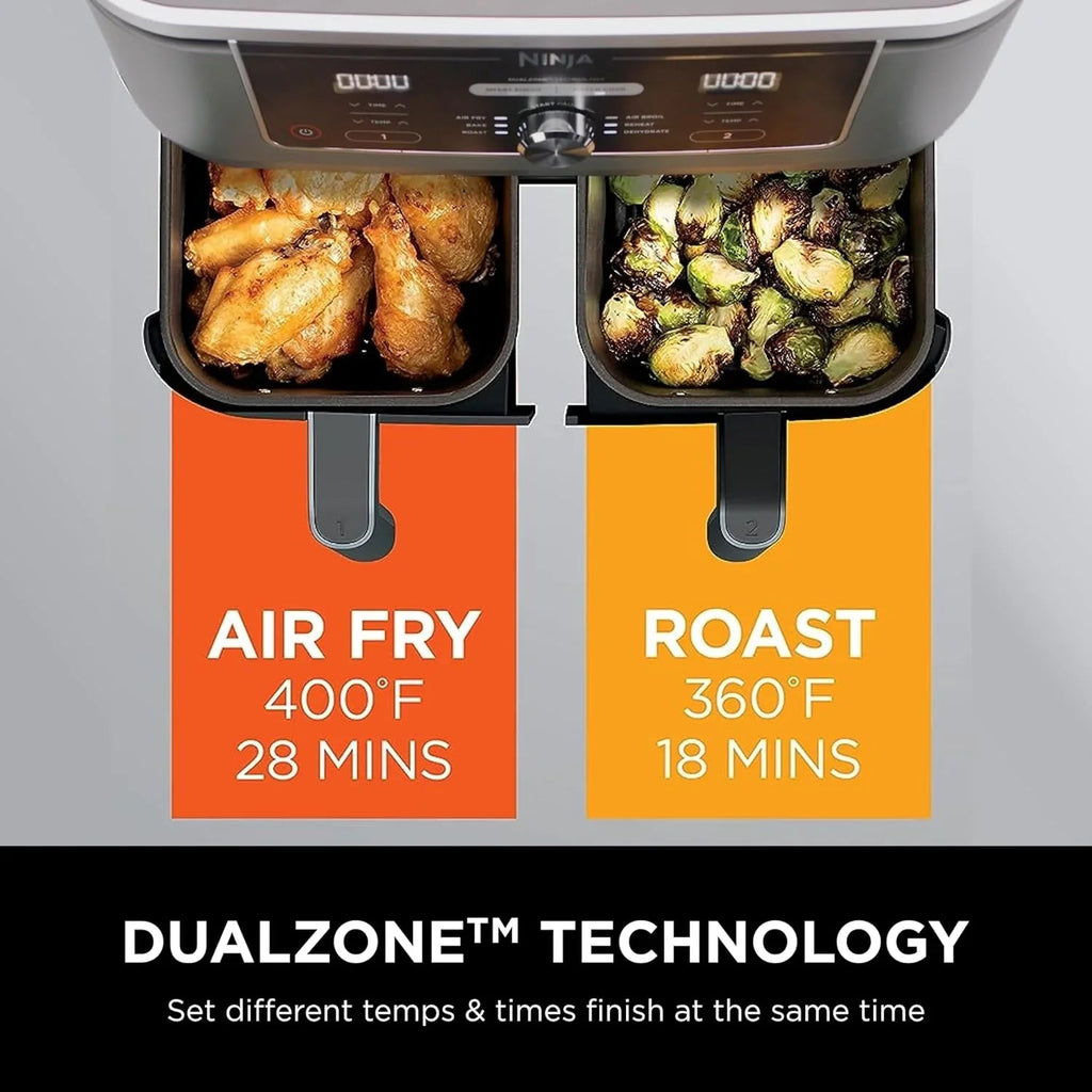 Ninja Foodi 10 QT 6-in-1 DualZone Smart XL Air Fryer, 2 Independent 5 QT Baskets, Grey - DZ550