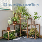 Corner Plant Stand - Indoor Wood Outdoor Plant Shelf For Multiple Plants