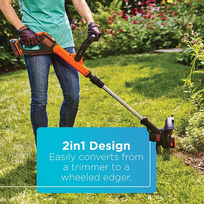 BLACK+DECKER 20V Max Cordless Trimmer/Edger With Easy Feed, 12-Inch, 2 Batteries - LSTE520