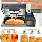 KBS 17-in-1 Stainless Steel Bread Machine, 710W, 2 lb - Dual Heaters