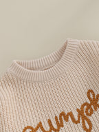 Loicainy Toddler Baby Boy Girl Halloween Knit Sweater 3 6 9 12 18 24 Months 2T 3T Long Sleeve Crewneck Letter Embroidery Pullover Autumn Winter Knitwear