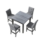 5 Piece Counter Height Wood Dining Set With Rectangle Table And 4 Upholstered High-Back Chairs - 35.4x35.4x36in