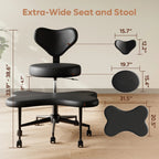 Pinmoco Ergonomic Cross-Legged Swivel Chair, Adjustable Height, Teddy Fabric, Off White