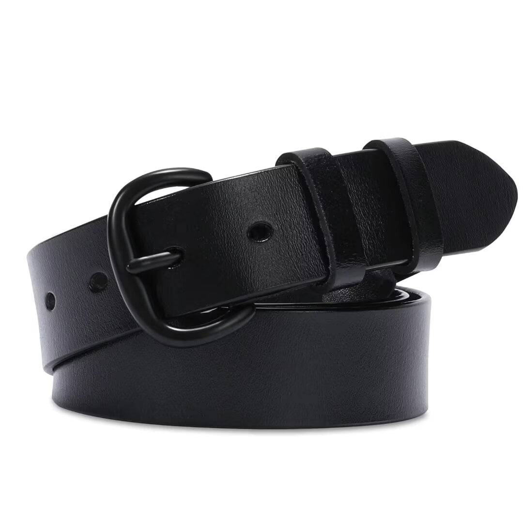WHIPPY Women Leather Belt for Jeans Pants Ladies Leather Belts with Black Buckle