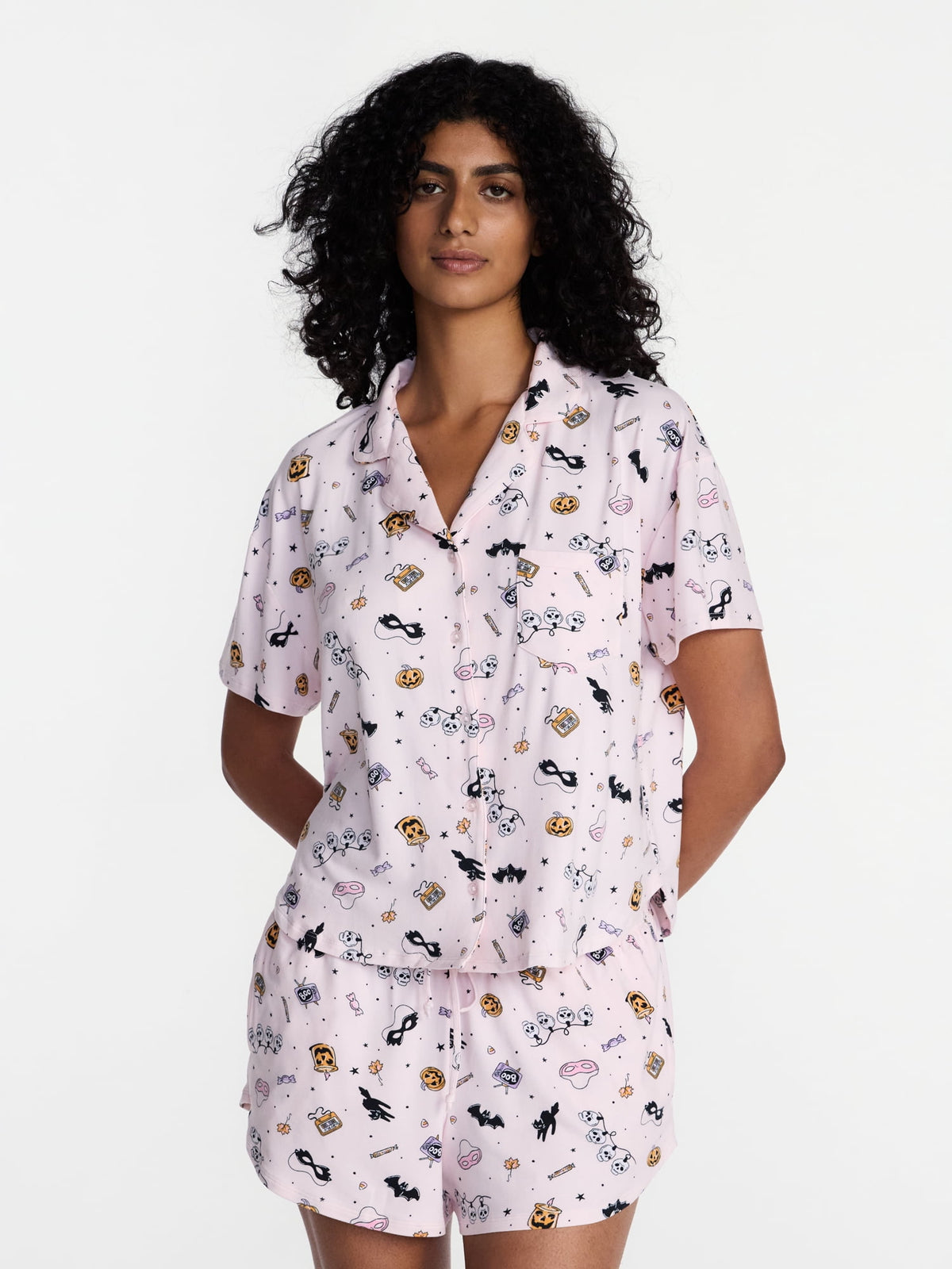 Halloween Women's Notched Top and Shorts Pajama Set from Way to Celebrate, 2-Piece