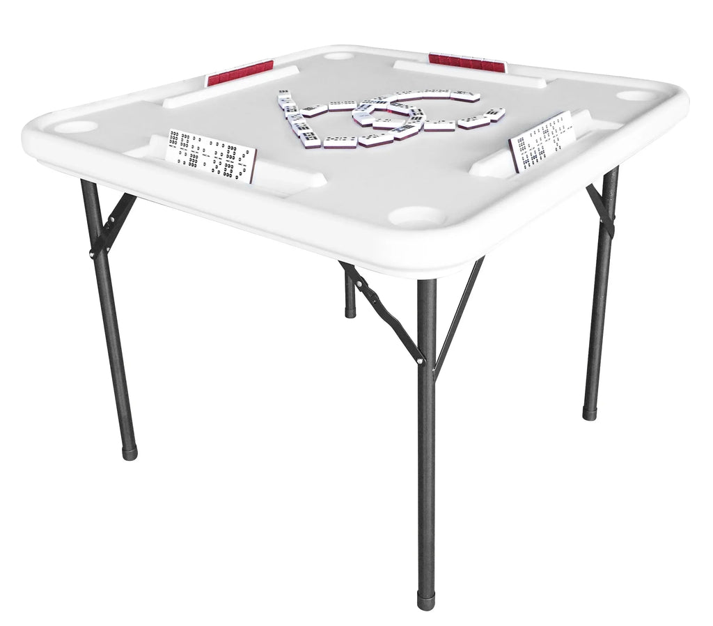 Bene Casa Foldable Domino Table With Built-In Drink Holders, 38 x 38 in, White