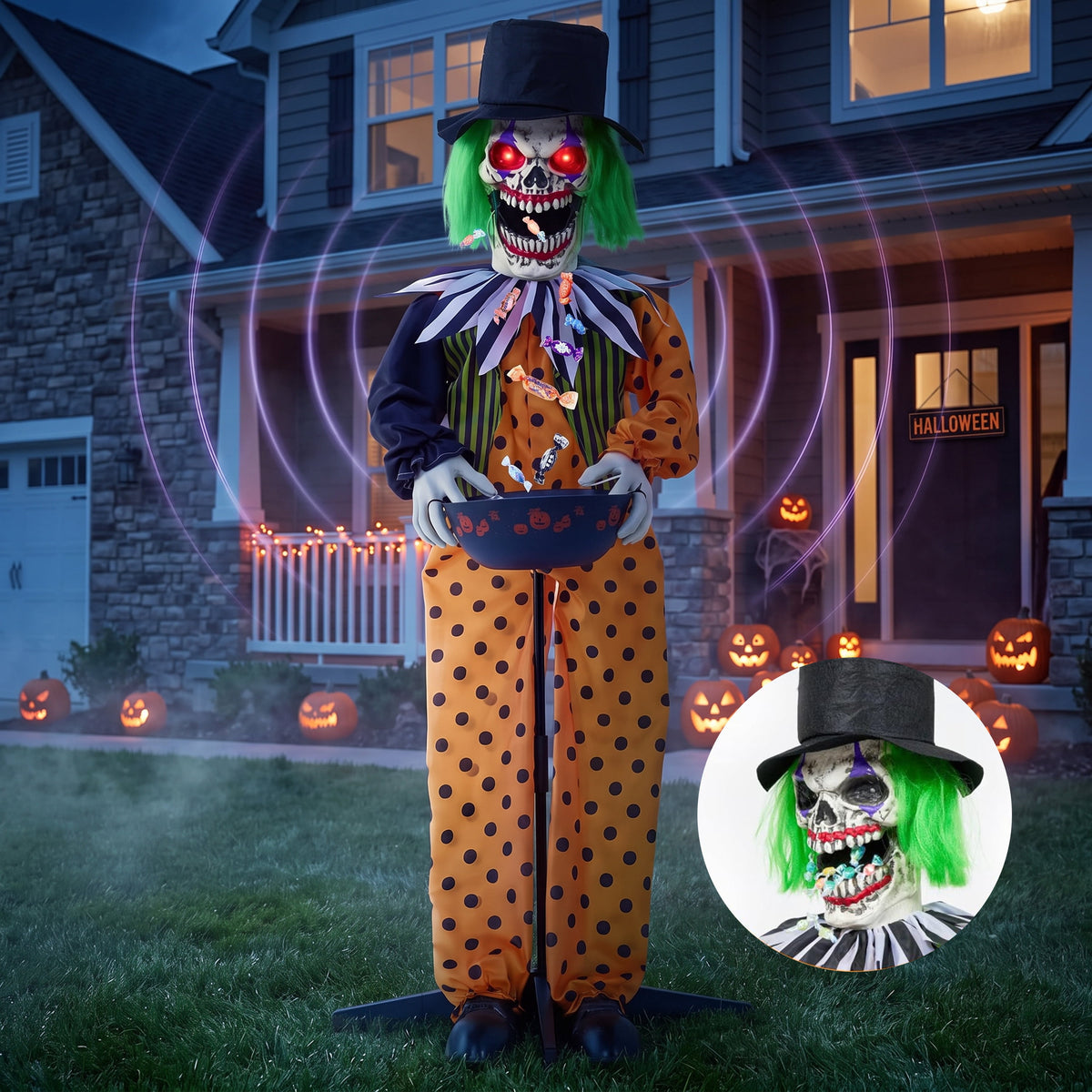 Joyfy Halloween Decorations Outdoor, Sound Activated with LED Eyes & Sound & Motion, Decor for Yard Farm Garden Indoor Haunted House