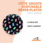 Cute Ghosts Disposable Paper Plates, Multicolor, 8.5", 8 Count, Halloween by Way To Celebrate