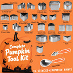Ninonly 26Pcs Halloween Pumpkin Carving Kit, with 24 PCS Stainless Steel Pumpkin Carving Stencils&2 Carving Tools