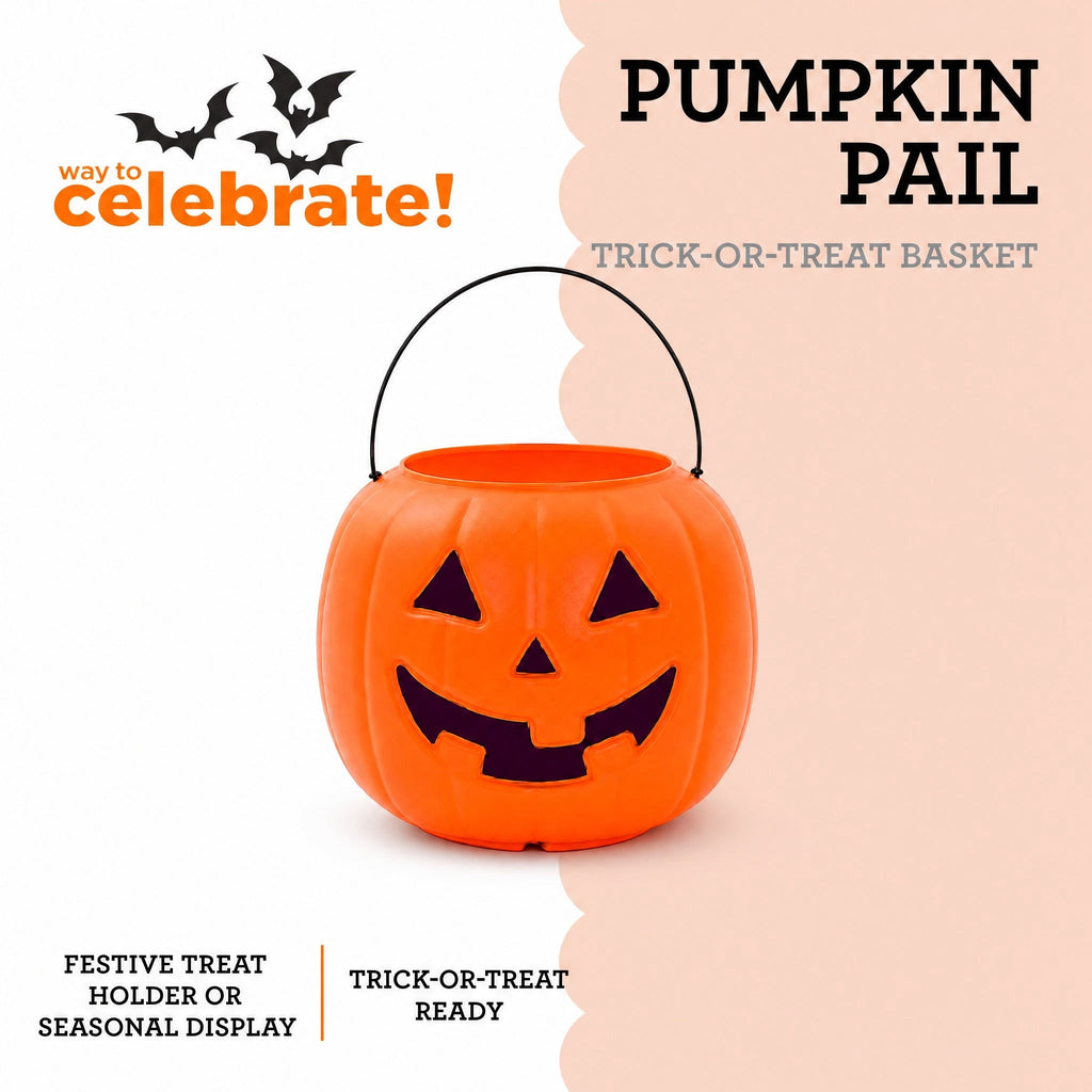 Jack-o'-Lantern Trick-or-Treat Pail, Orange, 8", Halloween by Way To Celebrate