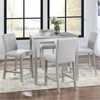 Modern 5-Piece Counter Height Dining Set With Square Table And 4 Upholstered Chairs