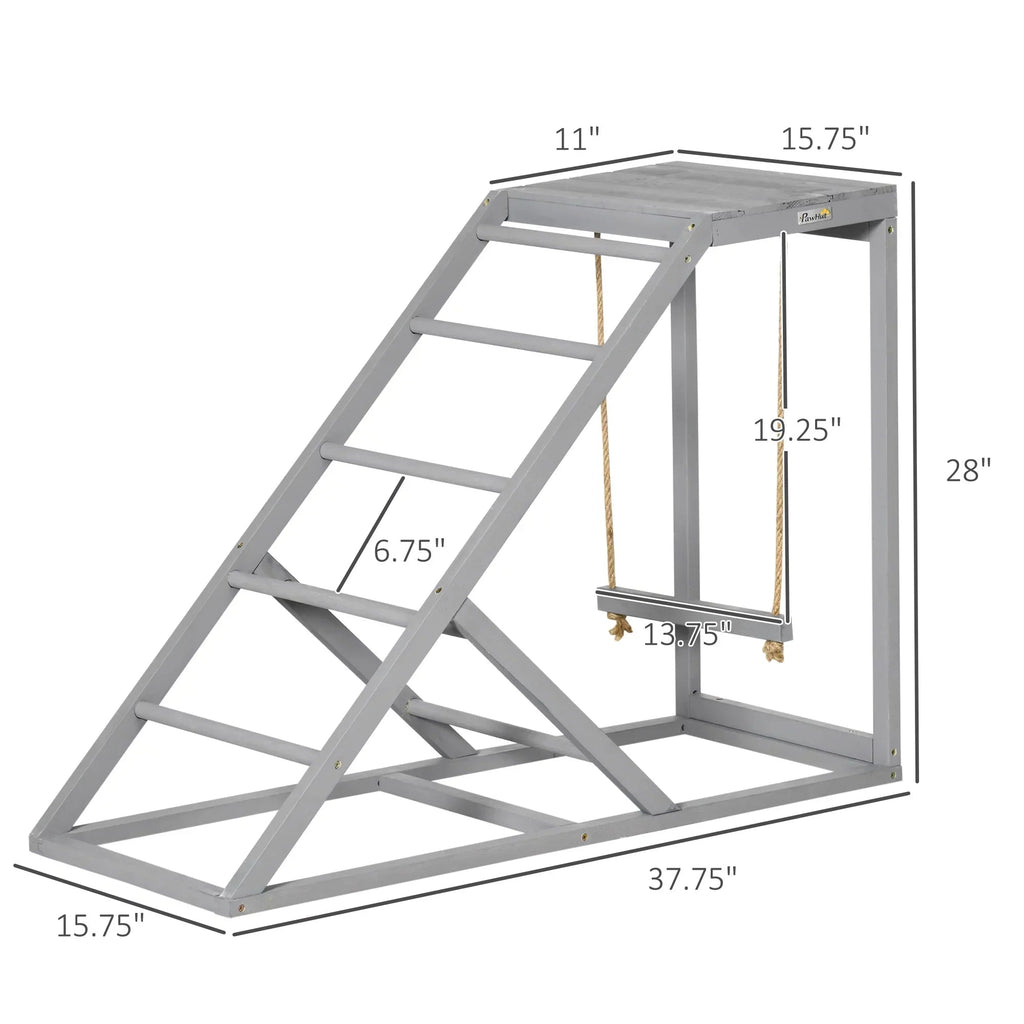 PawHut Chicken Activity Play Center With Swing, Perches And Platform, Pastel Gray - D51-350V00GY