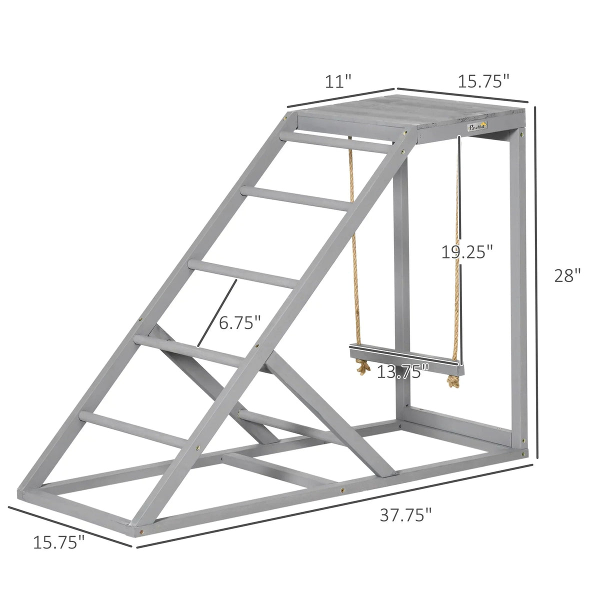 PawHut Chicken Activity Play Center With Swing, Perches And Platform, Pastel Gray - D51-350V00GY