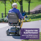 Equipmed Heavy Duty Electric Wheelchair, 20km Range, 125kg Capacity, Blue - PowerCruise Paramount