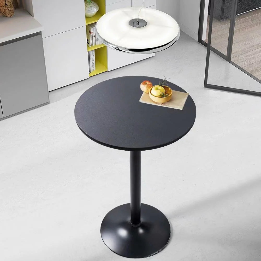 Round Bar-Height Bistro Pub Table With Metal Base And MDF Top, 23.8 x 23.8 x 39.5 Inch