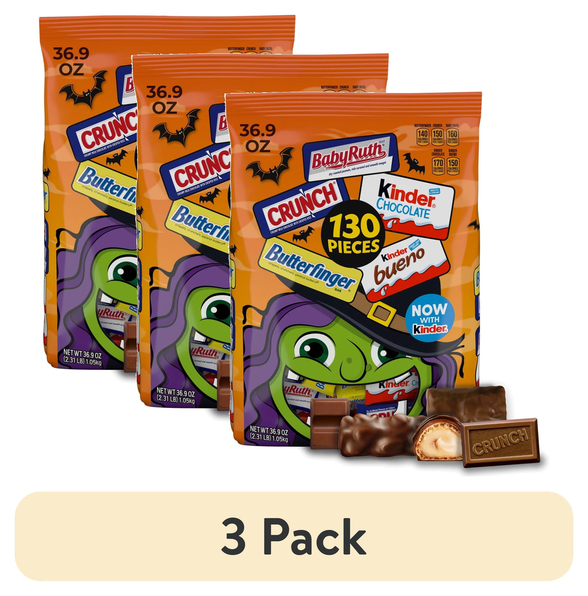 Butterfinger, CRUNCH, Baby Ruth & More Halloween Candy Chocolate-y, 36.9 oz