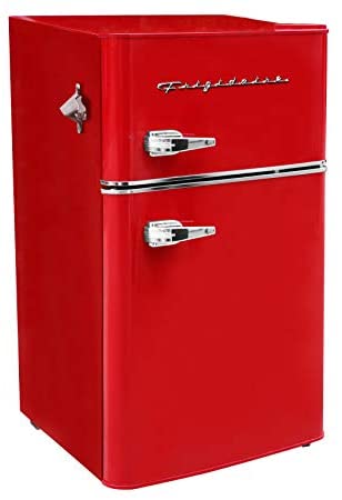 Frigidaire 3.2 Cu Ft Red 2-Door Retro Bar Fridge With Side Bottle Opener - EFR840-RED