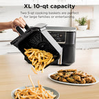Ninja Foodi 10 QT 6-in-1 DualZone Smart XL Air Fryer, 2 Independent 5 QT Baskets, Grey - DZ550
