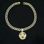 13mm Football Pendant Necklace With 20in Cuban Link Chain And CZ