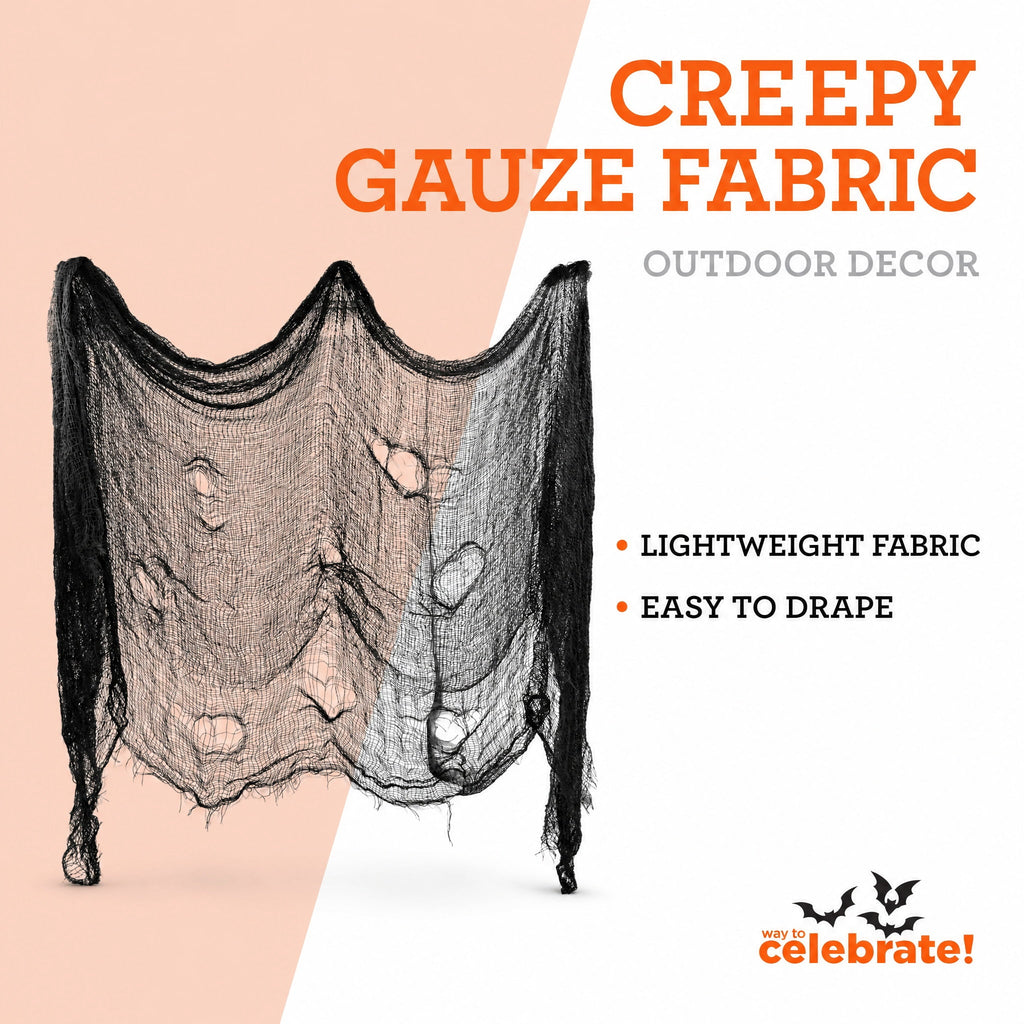 Creepy Gauze Fabric, Black, 65" x 84", Halloween by Way To Celebrate