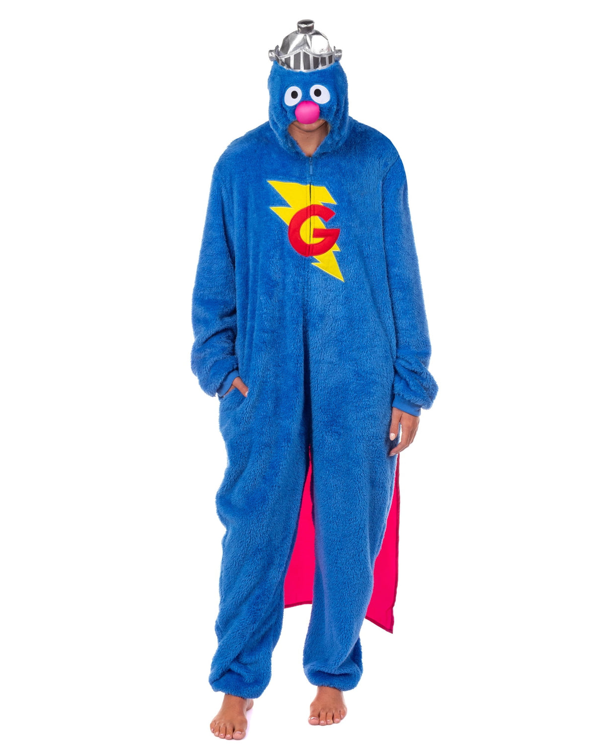 Sesame Street Union Suit Adult Kigurumi Costume Pajama Fleece Hooded One Piece