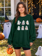 KimSoong Halloween Sweatshirts for Women Ghost Reading Books Sweater Cute Spooky Bookish Shirt Fall Pullover Tops