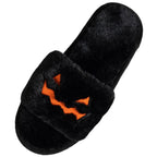 Soft Plush Cozy Open Toe Indoor Outdoor Fuzzy Slippers Women House Slippers Warm Winter Flat Shoes Winter Warm Halloween Slippers