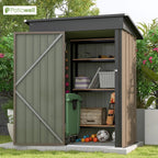 Patiowell Outdoor Storage Shed 5x3 FT Galvanized Steel Coffee Brown