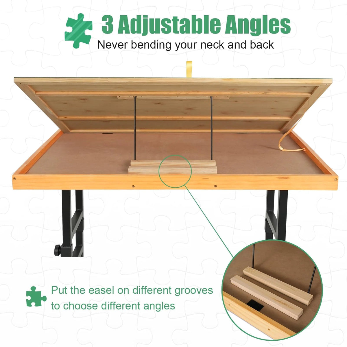 ALL4JIG Adjustable 3-Angle Puzzle Table With 4 Drawers - 34 x 25 x 0.01 Inches