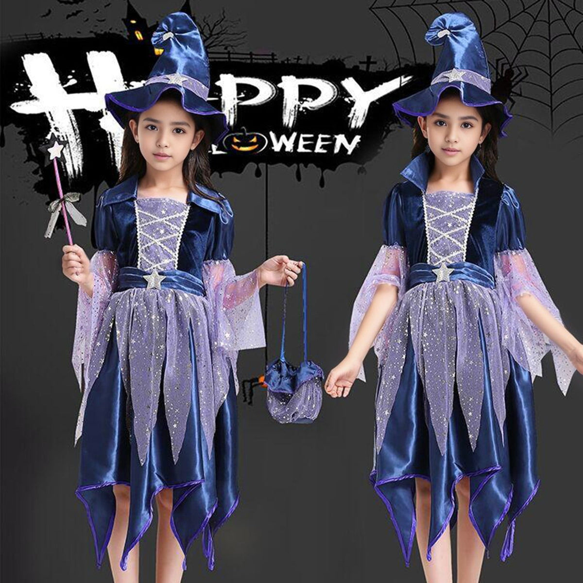 Girls Witch Tutu Dress Fairy Tale Wicked Witch outfit Halloween Kids 6-7 Years Kids Girls Dress