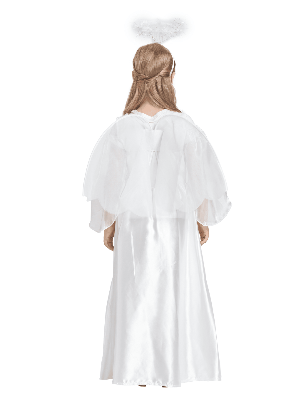 Girls Angel Costume, 3 Pcs Dress Halo Wings White Fancy Dress Up for Nativity Halloween Christmas 3-4 Years