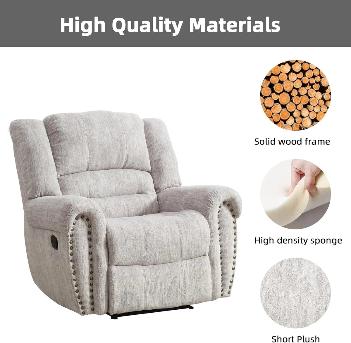 CANMOV Manual Recliner Chair, Nut Brown