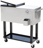 Rolling Patio Cooler 80 Quart Steel - Silver