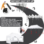 COBIZI Pop-Up Canopy 10 x 20 ft, White, 6 Sidewalls